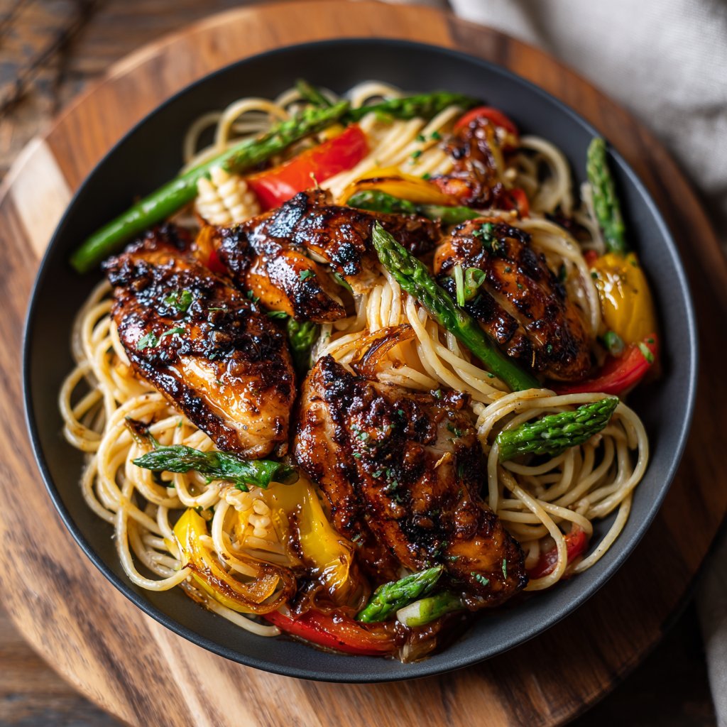 Balsamic Glazed Spring Chicken Pasta