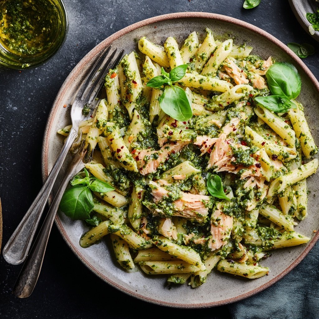 Pesto Salmon Penne Pasta