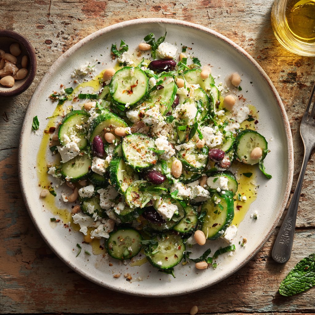 Cucumber and Bean Salad with Feta