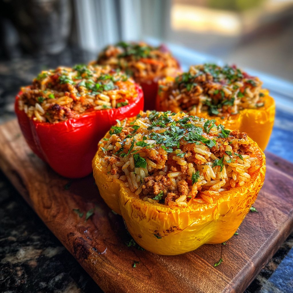 Turkey Stuffed Bell Peppers with Rice
